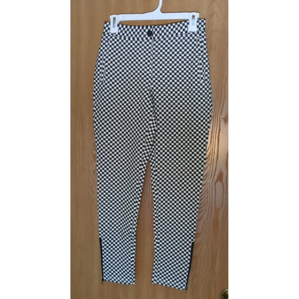 Betabrand Catstooth Black & White Skinny  Dress Yoga Pant Size Small New